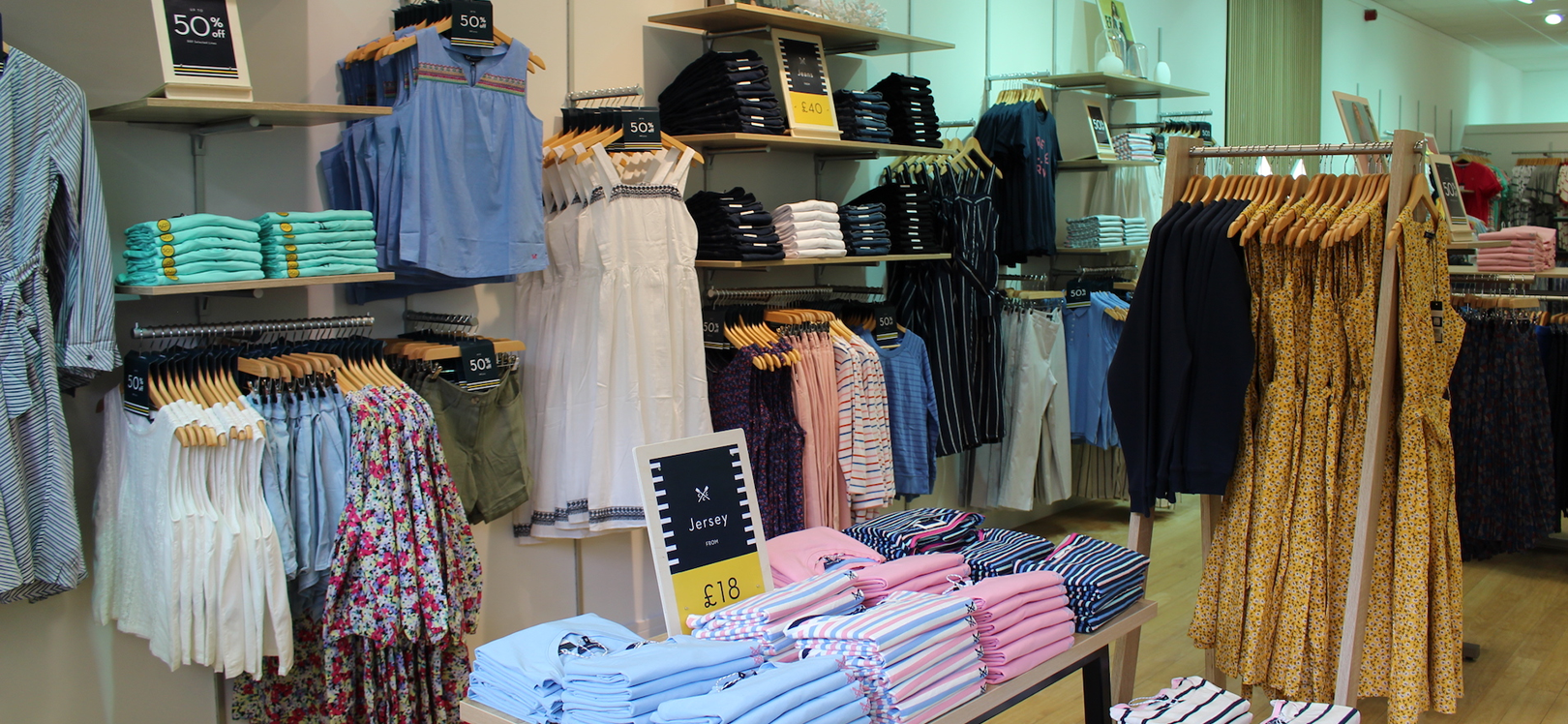 Interior picture of the Crew Clothing store at Dalton Park.