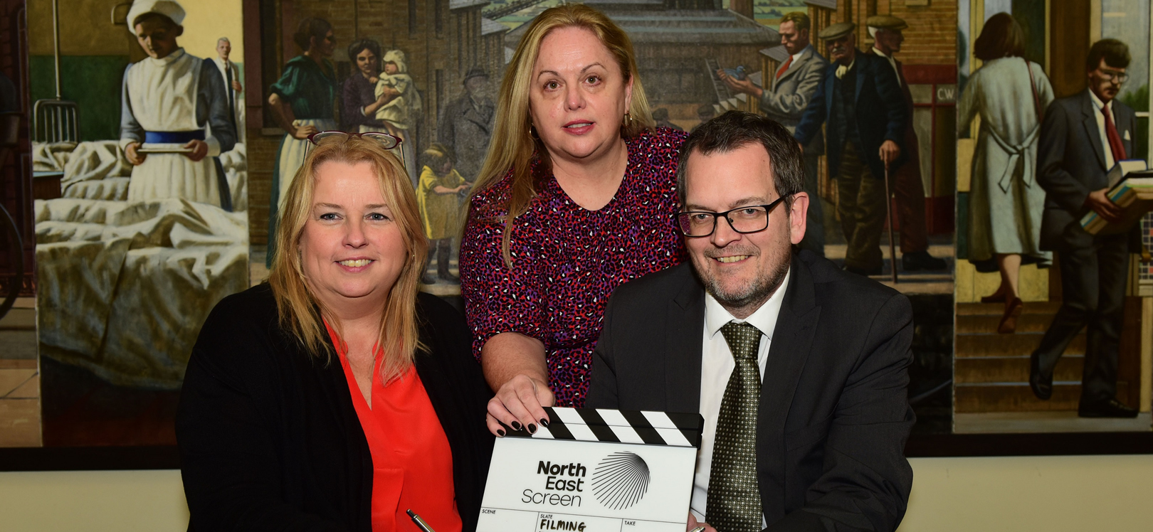 Cllr Amanda Hopgood, Leader of Durham County Council; John Hewitt, chief executive of Durham County Council; and Alison Gwynn, chief executive of North East Screen