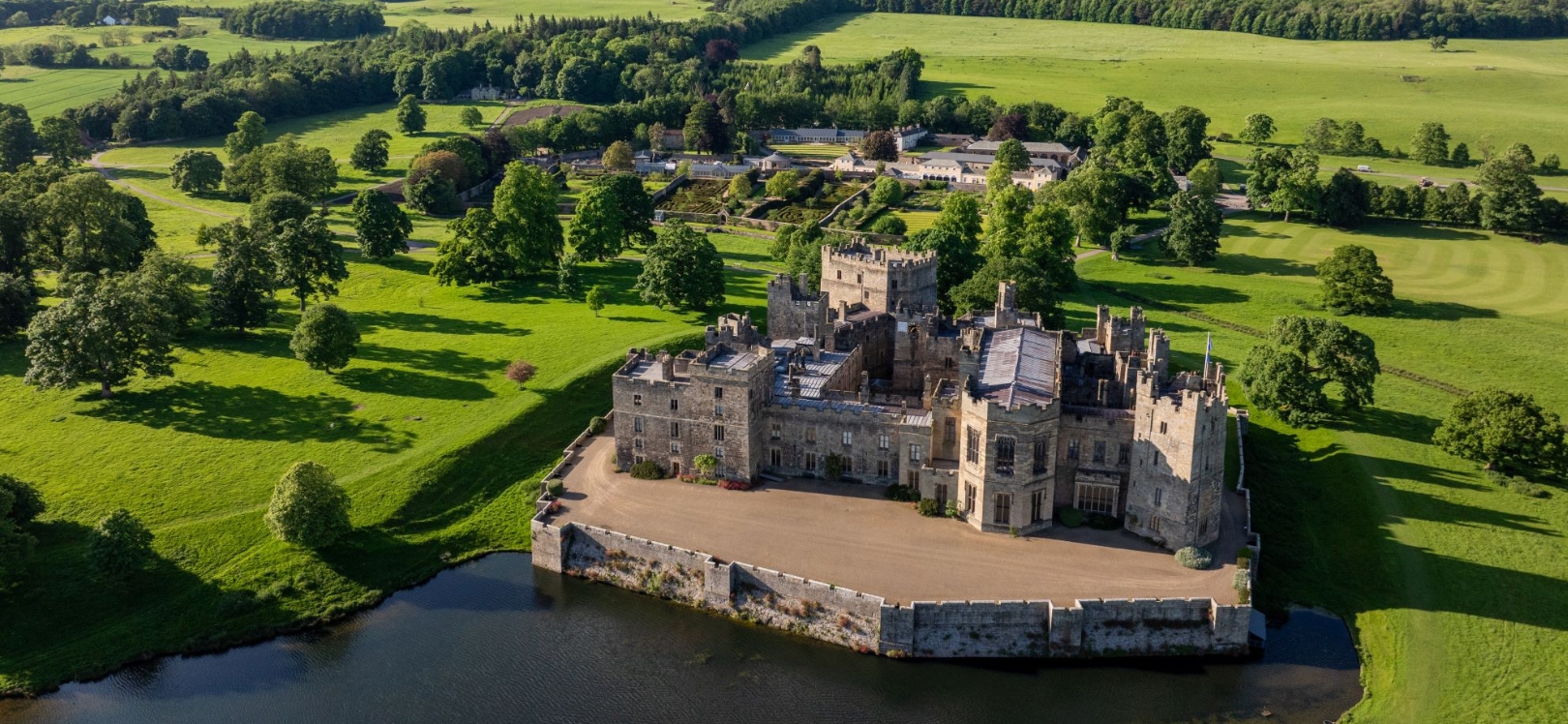 Overhead image of Raby Castle and gardens