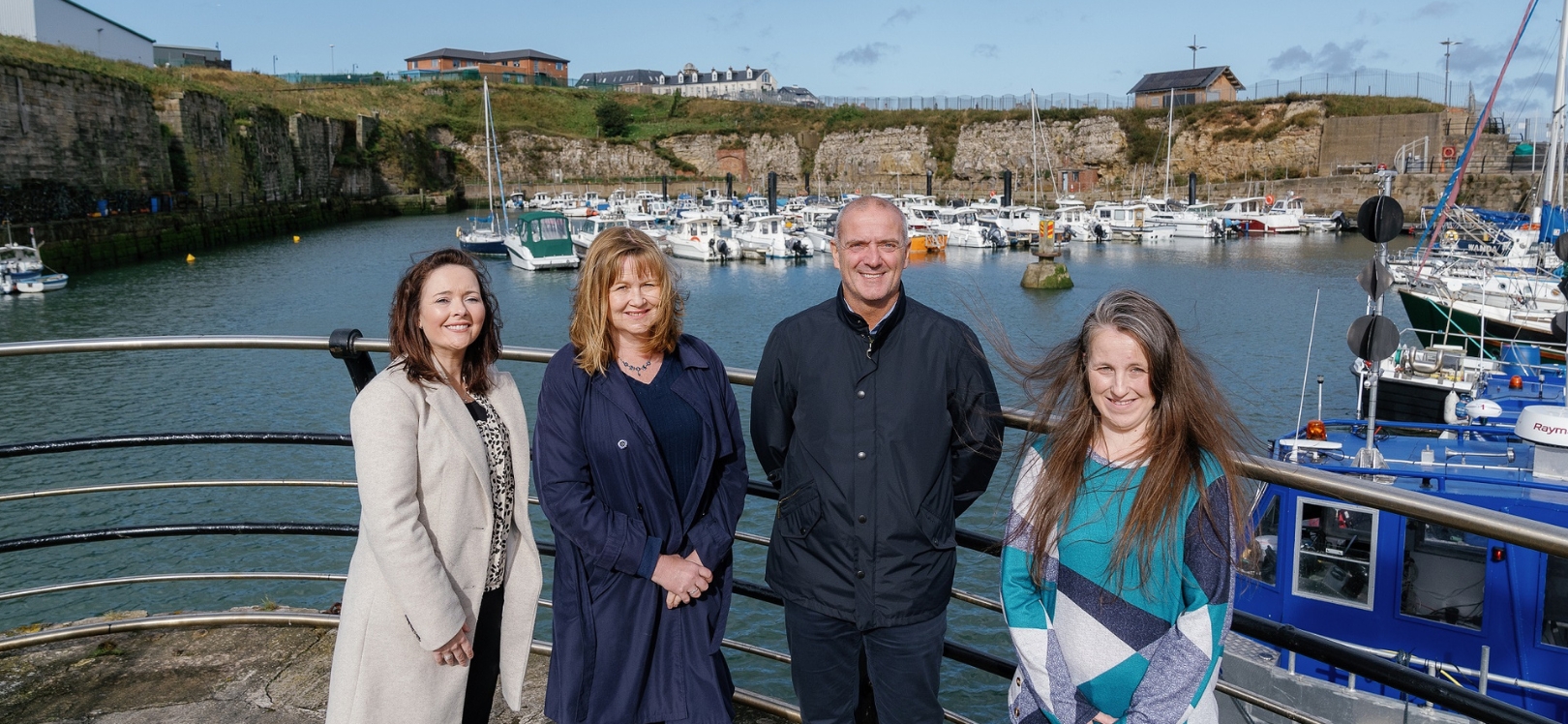 From left, Lisa Simpson, marina manager; Cllr Elizabeth Scott, Durham County Council’s Cabinet member for economy and partnerships; Tony Forster, strategic programme manager at Durham County Council; and Kelly Pearson, of Mr Jacob’s Sweet Emporium.