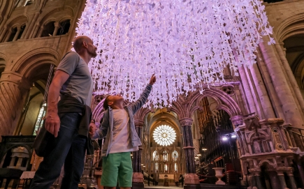 Visitor figures soar at Durham Cathedral during Peace Doves by Peter Walker