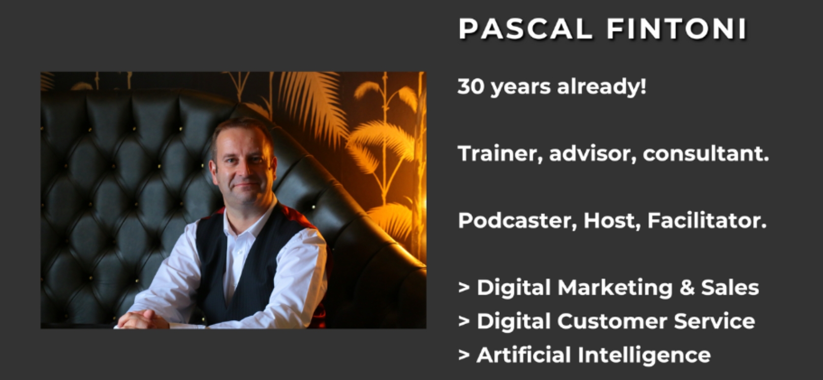 A business card for AI and Digital Marketing from Pascal Fintoni & Associates’