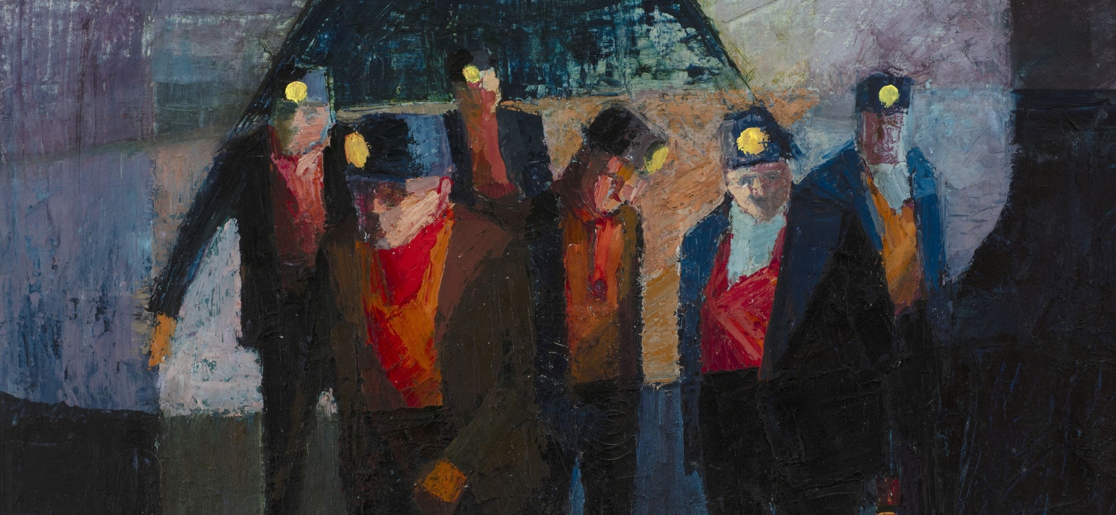 Ted Holloway, The Bevin Boys, 1964, oil on canvas © Artist’s Estate. Mining Art Gallery, Bishop Auckland.