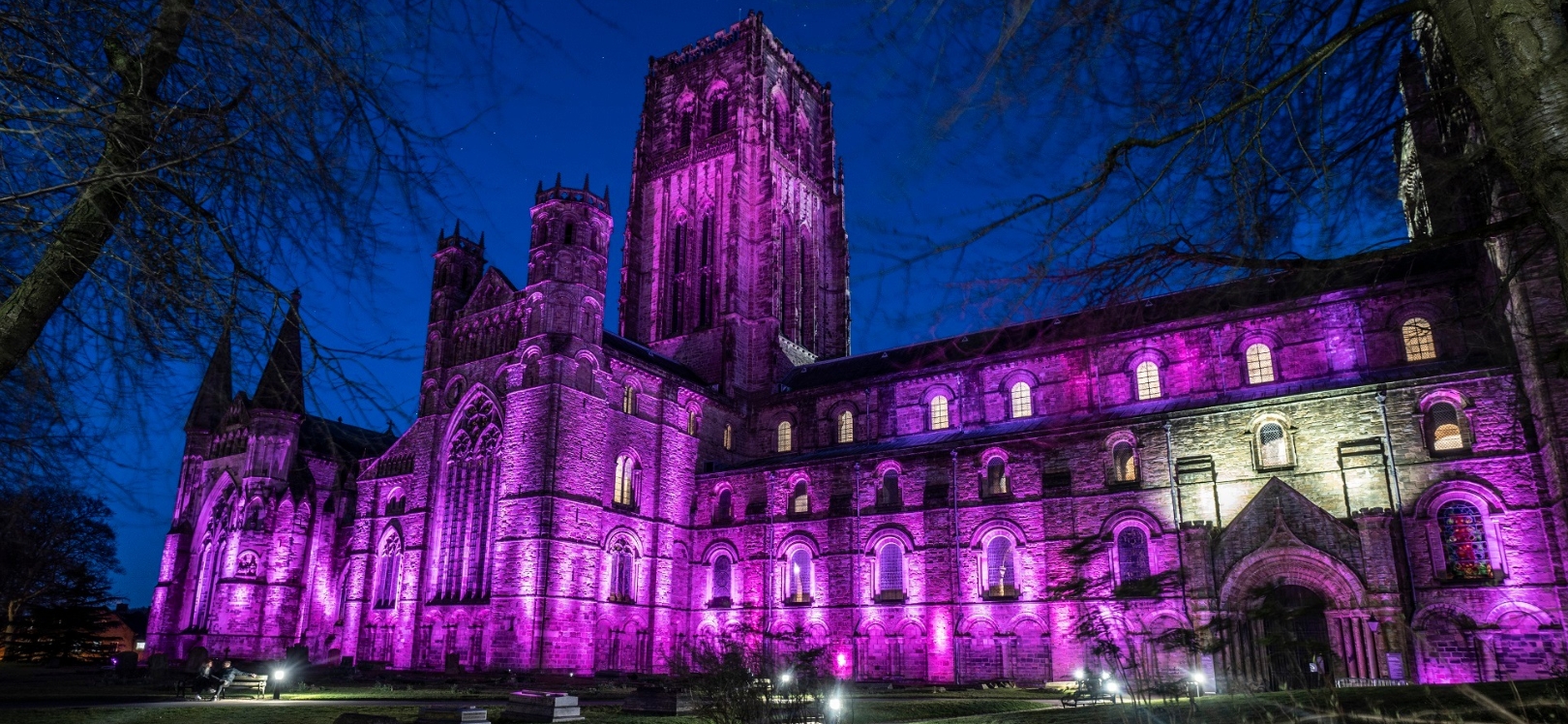 The cathedral at Durham in purple